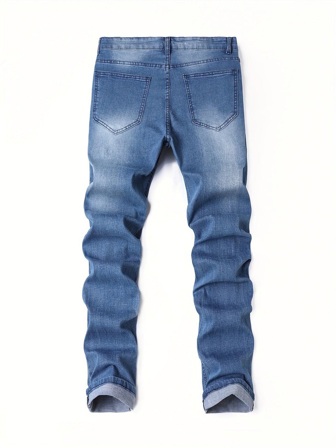 Men's Casual Ripped Skinny Jeans, Chic Street Style Medium Stretch Jeans-THAT FASHION STORE