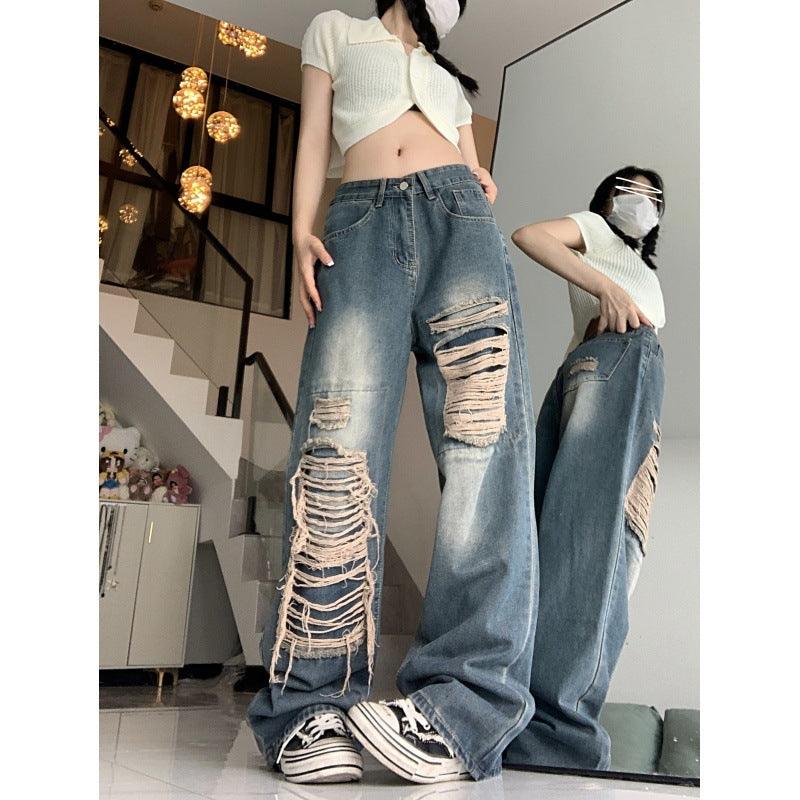 Fashion Holes Jeans Women's Retro High Waist-THAT FASHION STORE