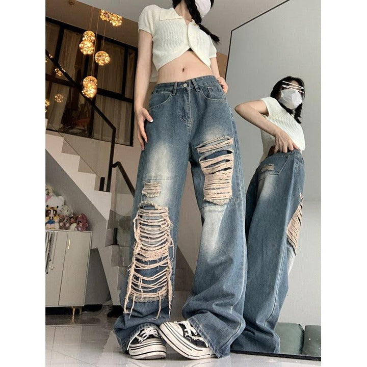 Fashion Holes Jeans Women's Retro High Waist-THAT FASHION STORE