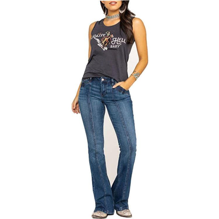 Women's Jeans Are Slim And Slim Washed With Horn-THAT FASHION STORE