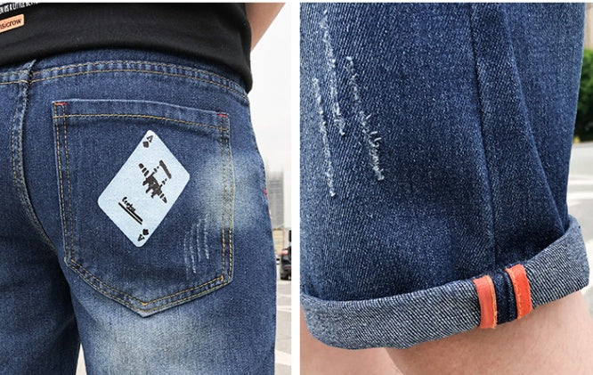 Men's Denim Shorts Tide Brand Trend Hole Self-cultivation Korean Version-THAT FASHION STORE