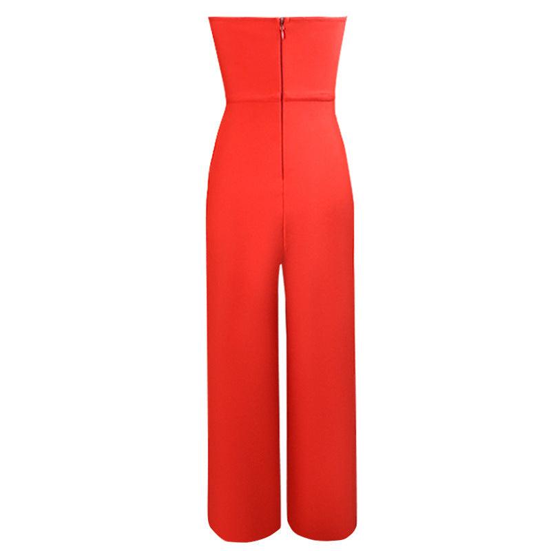 Split Trousers Suit Women Tube Top Wrapped Hip Bandage Jumpsuit-THAT FASHION STORE