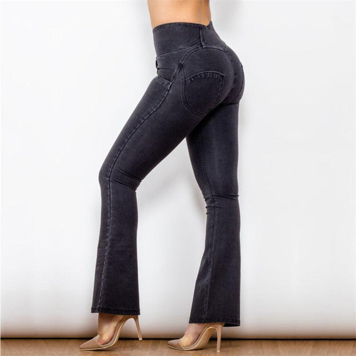 High Waist Black Flared Skinny Women's Stretch Jeans-THAT FASHION STORE