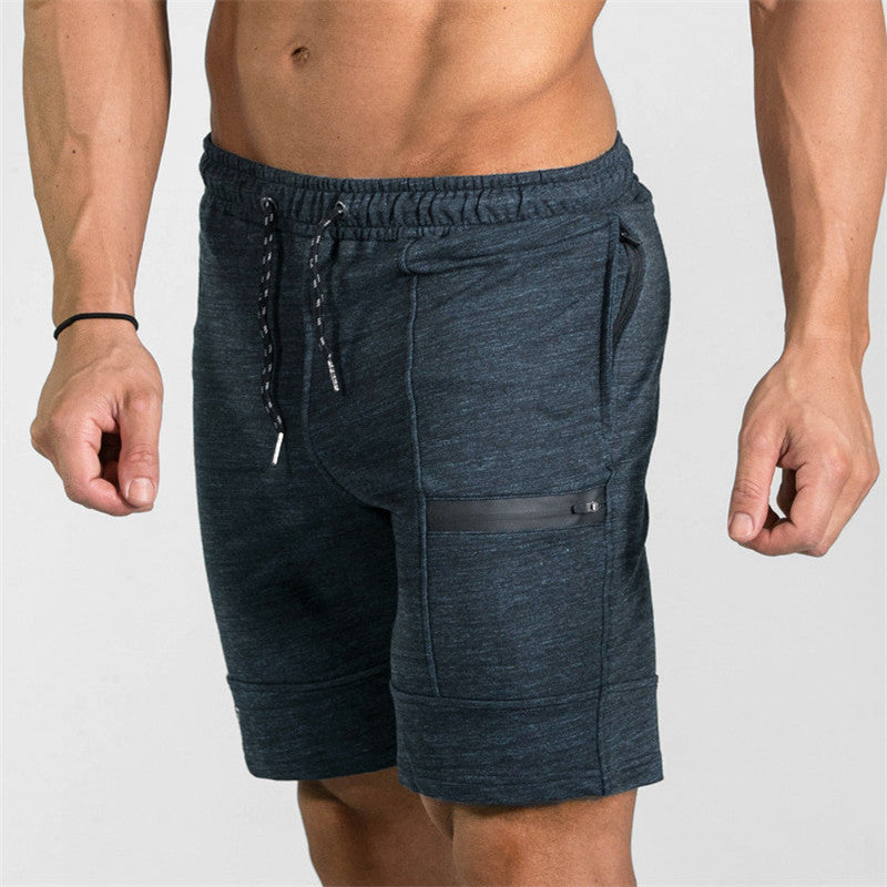 Summer Men's Gyms Shorts Bodybuilding Clothing Men Fitness Zipper Pathwork Workout Cotton Shorts-THAT FASHION STORE