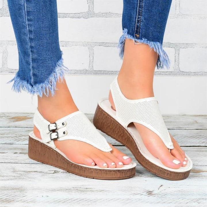 Wedge Heel Plus Size Women's Cutout Sandals - THAT FASHION STORE