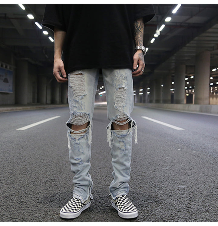 Distressed Light Blue Denim Jeans - THAT FASHION STORE