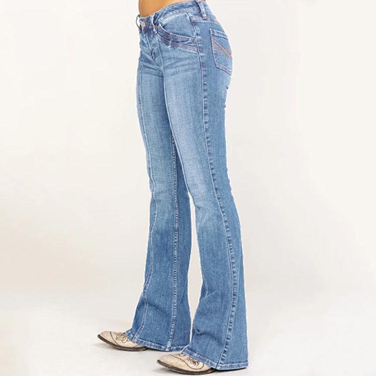 Women's Jeans Are Slim And Slim Washed With Horn-THAT FASHION STORE