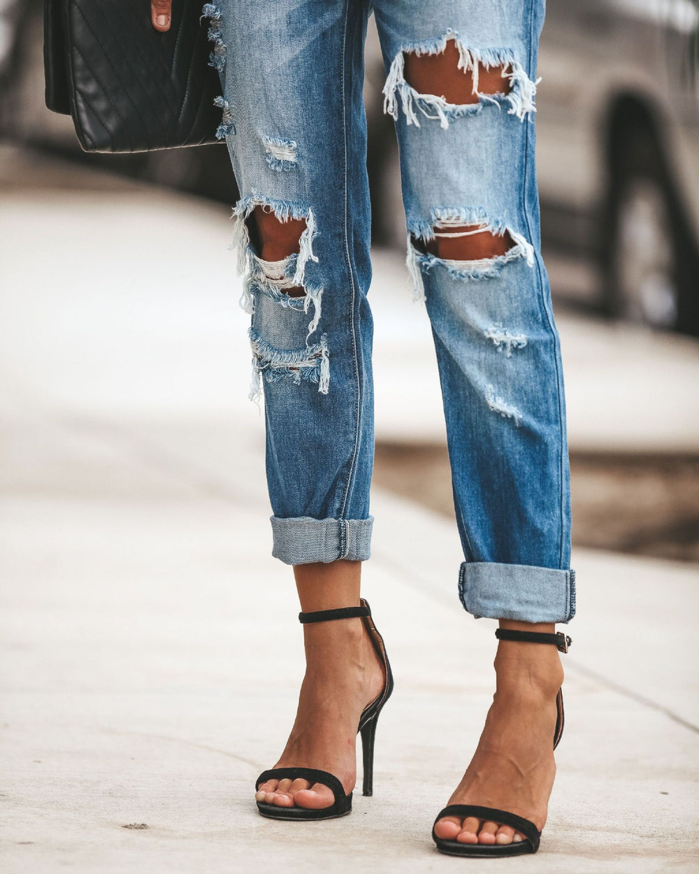 Light Blue Distressed Denim Pants - THAT FASHION STORE