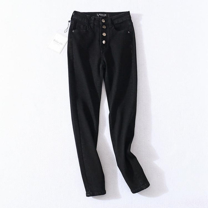 Four Button High-rise Skinny High-stretch Jeans-THAT FASHION STORE