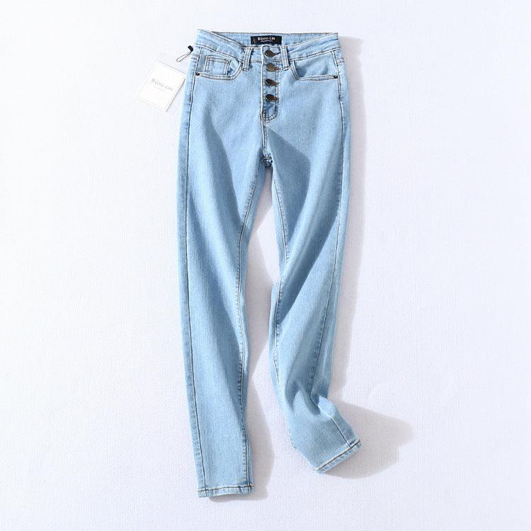 Four Button High-rise Skinny High-stretch Jeans-THAT FASHION STORE