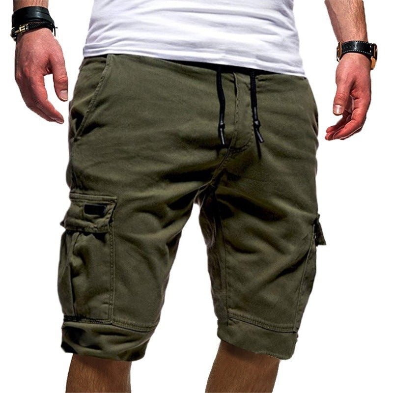 Men's Solid Color Sports Shorts Loose Tether Sports Casual Five-Point Pants Men-THAT FASHION STORE