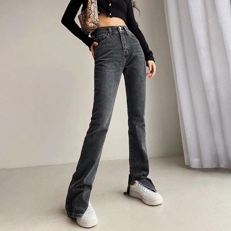 Women's High Waist Floor Split Mopping Jeans-THAT FASHION STORE