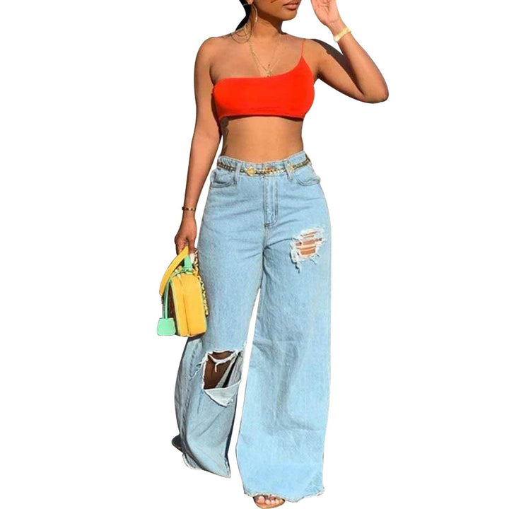 Sexy Women's Irregular Ripped Loose Jeans-THAT FASHION STORE