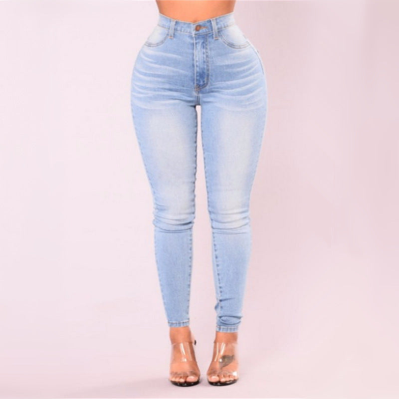 Cross-Border Supply New AliExpress Amazon Wish Explosion Light Color Stretch Jeans Women-THAT FASHION STORE