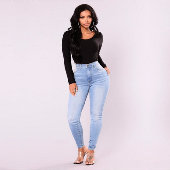 Cross-Border Supply New AliExpress Amazon Wish Explosion Light Color Stretch Jeans Women-THAT FASHION STORE