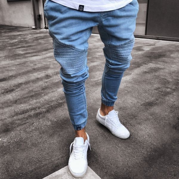 Light Blue Skinny Jeans for Men - Trendy European and American Style - THAT FASHION STORE