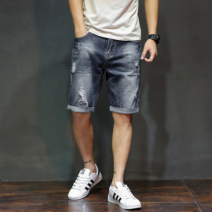 Ripped Jeans Men's Loose Large Size Summer Thin Denim Shorts-THAT FASHION STORE