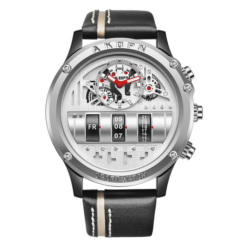 Uniquex Men Wrist Watches Leather Black Silver Creative-THAT FASHION STORE