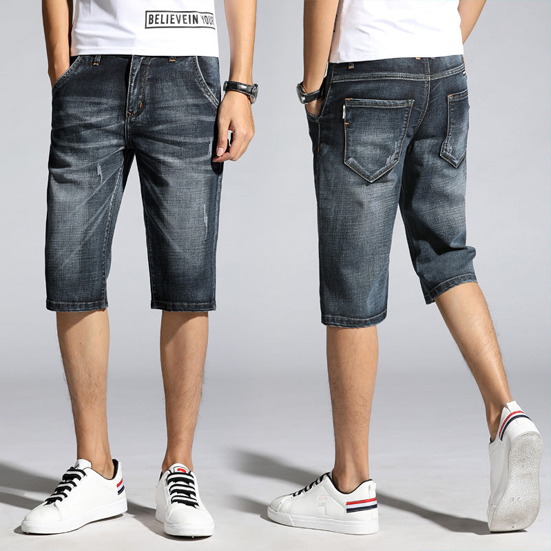 New Men's Denim Shorts Casual Simple Five Point Pants Shorts-THAT FASHION STORE