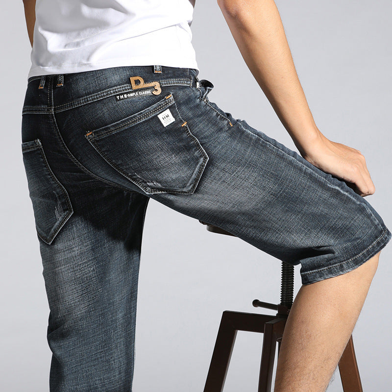 New Men's Denim Shorts Casual Simple Five Point Pants Shorts-THAT FASHION STORE