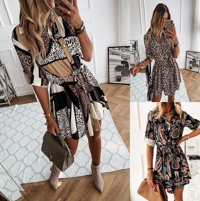 Trendy Women's Casual Vintage Dresses with Leopard and Floral Prints - THAT FASHION STORE