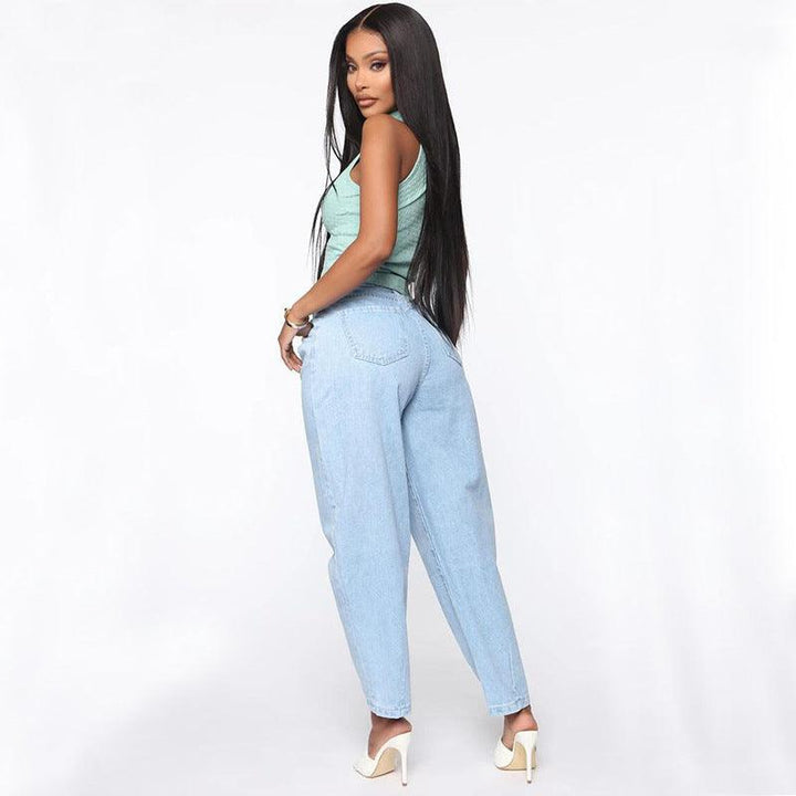 European And American Women's Light Blue Wide-leg Jeans-THAT FASHION STORE