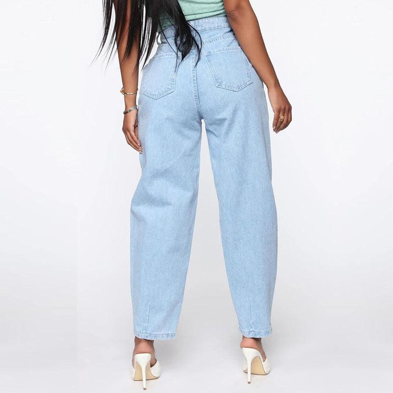 European And American Women's Light Blue Wide-leg Jeans-THAT FASHION STORE