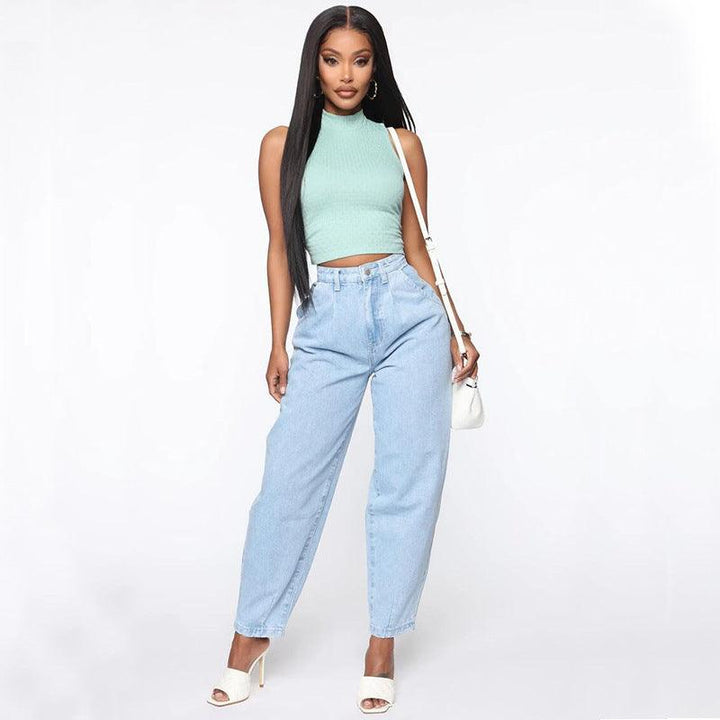 European And American Women's Light Blue Wide-leg Jeans-THAT FASHION STORE