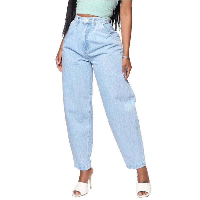 European And American Women's Light Blue Wide-leg Jeans-THAT FASHION STORE