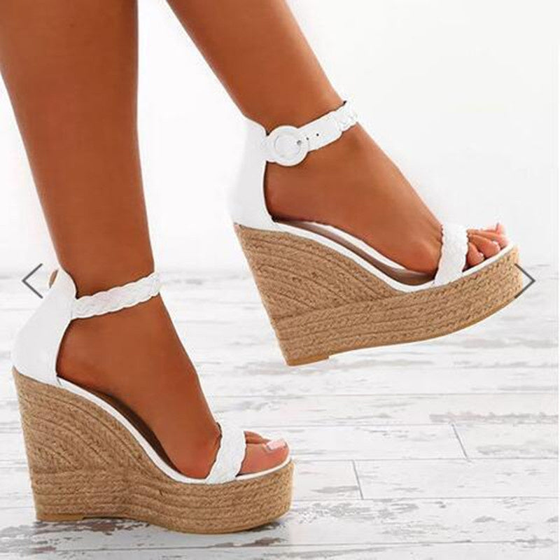 Plus Size Women's High Heel Wedge Sandals - THAT FASHION STORE