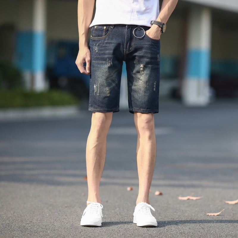 Summer Denim Shorts Men's Ripped Five-point Pants Plus Size Shorts-THAT FASHION STORE