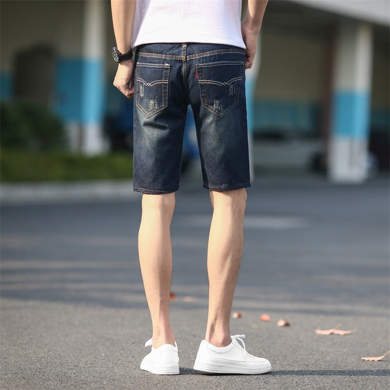 Summer Denim Shorts Men's Ripped Five-point Pants Plus Size Shorts-THAT FASHION STORE