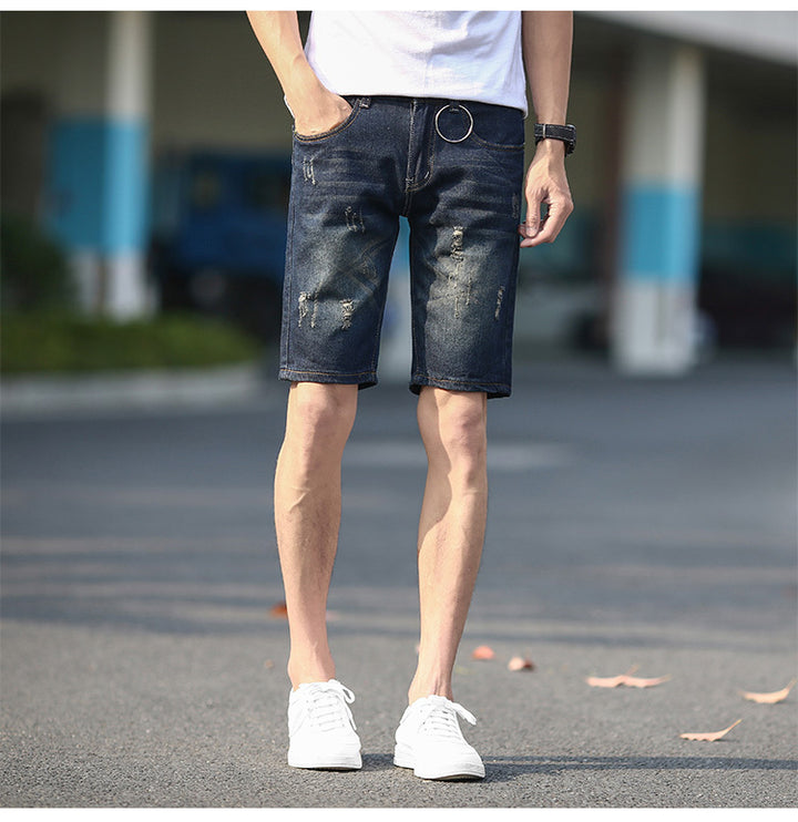 Summer Denim Shorts Men's Ripped Five-point Pants Plus Size Shorts-THAT FASHION STORE