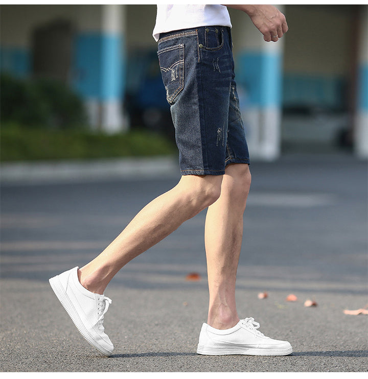 Summer Denim Shorts Men's Ripped Five-point Pants Plus Size Shorts-THAT FASHION STORE