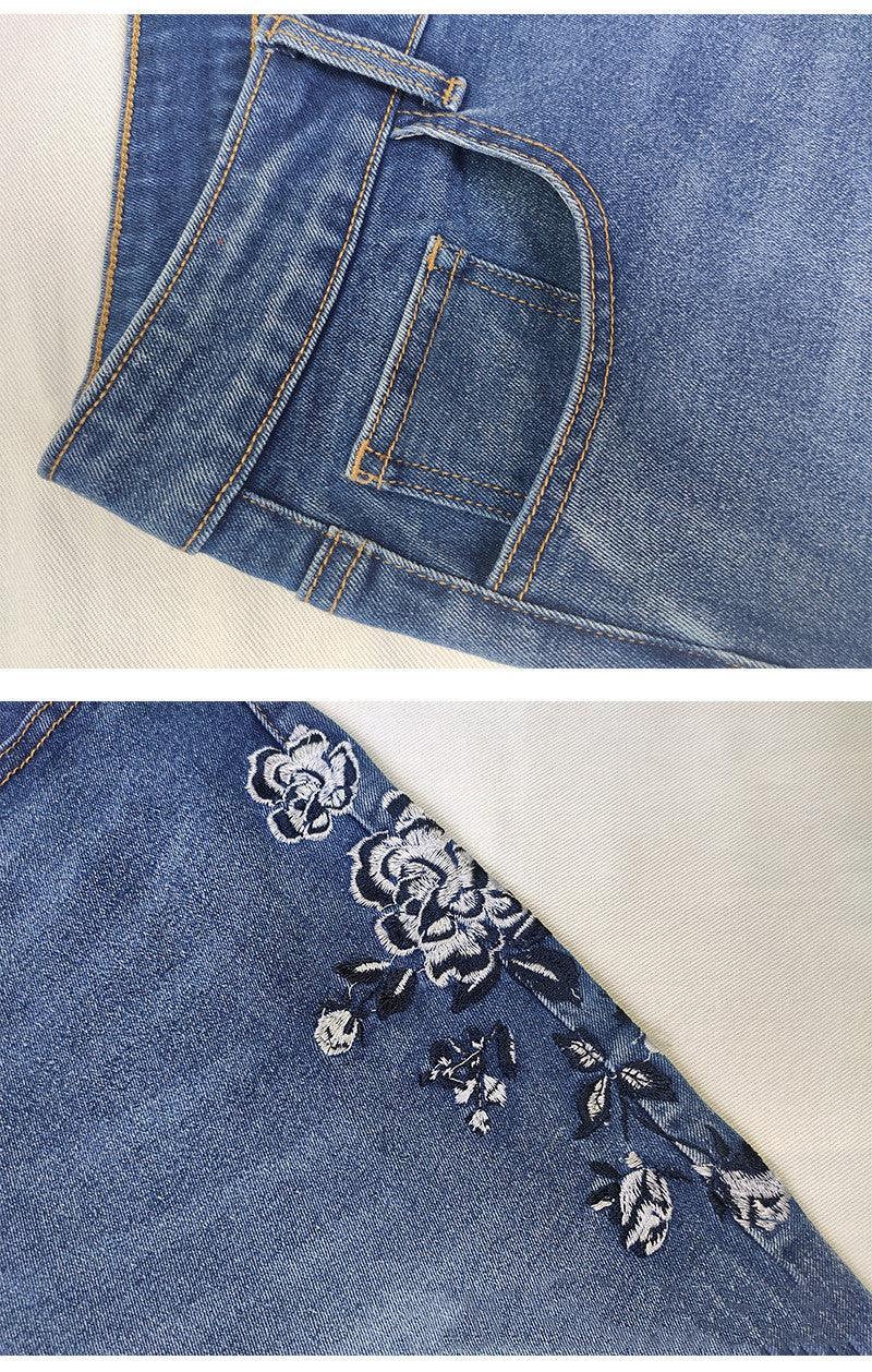 Women's Embroidered Bootcut Slim Fit Jeans-THAT FASHION STORE