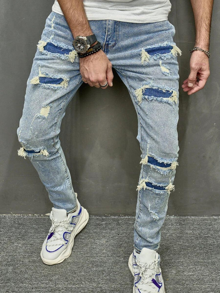 High Quality Men's Worn Skinny Stretch Jeans-THAT FASHION STORE