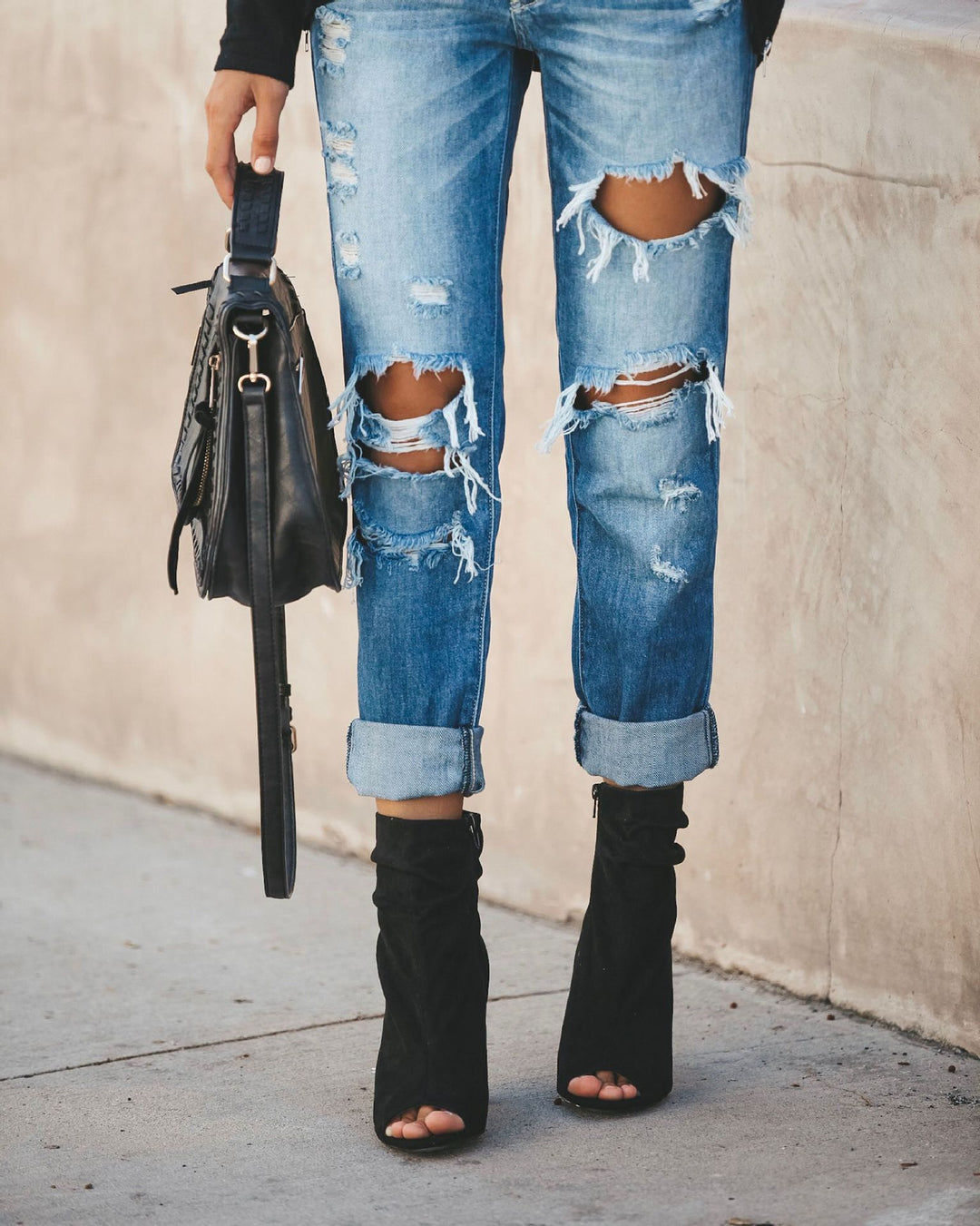 Light Blue Distressed Denim Pants - THAT FASHION STORE