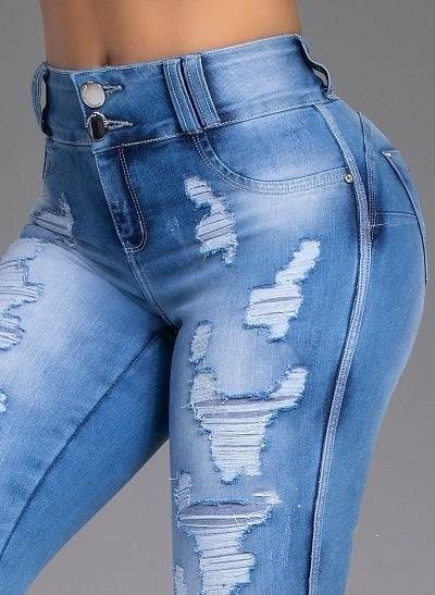 Fashion Ripped Women's Skinny Feet High Waist Jeans-THAT FASHION STORE