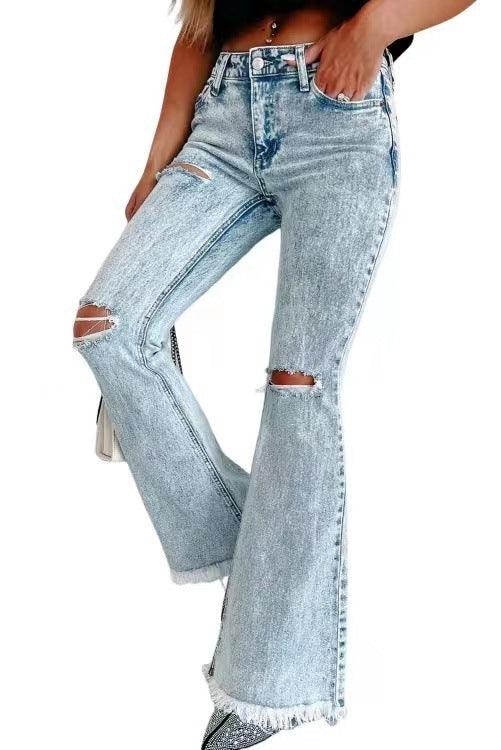 Women's Fashion Wash High Waist Ripped Jeans-THAT FASHION STORE