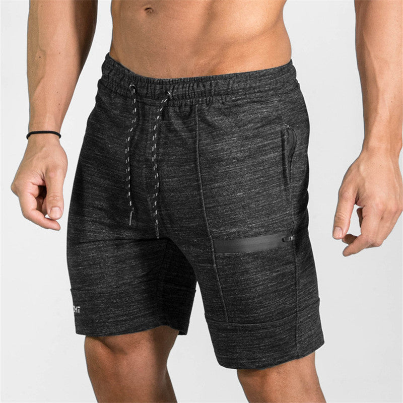 Summer Men's Gyms Shorts Bodybuilding Clothing Men Fitness Zipper Pathwork Workout Cotton Shorts-THAT FASHION STORE