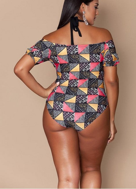 Plus Size Geometric Pattern Bikini for Women - THAT FASHION STORE