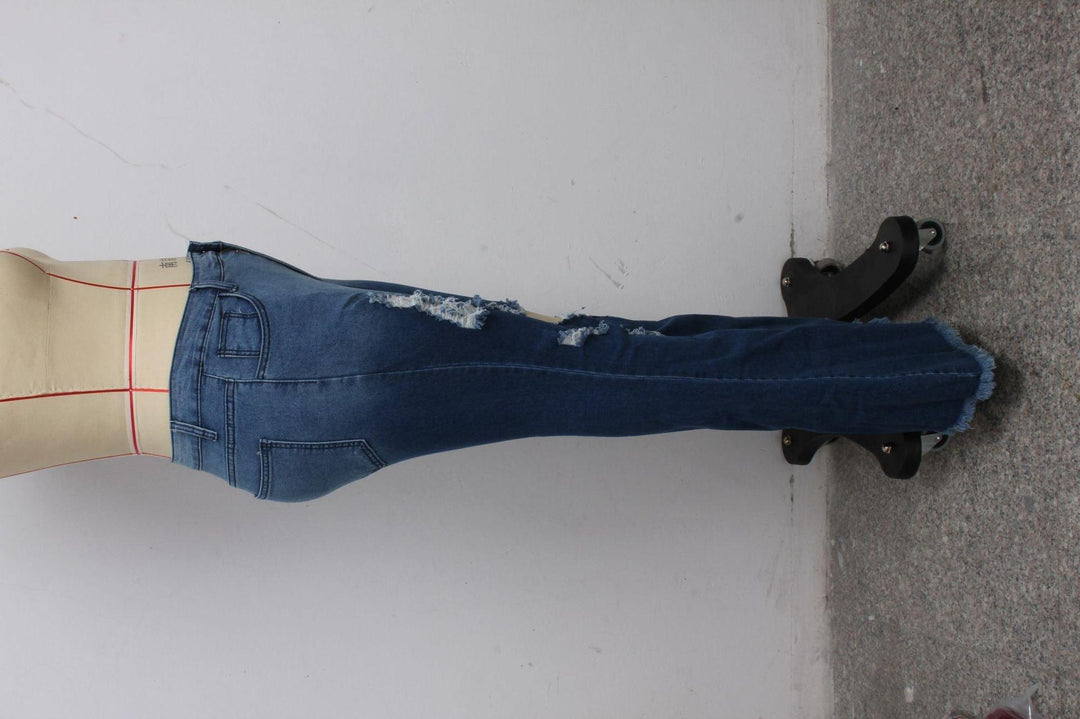 Fashion Knee Ripped Slim Denim Stretch Jeans-THAT FASHION STORE