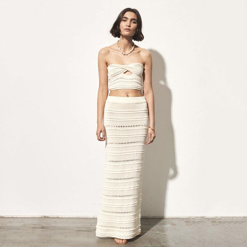 Hollow-out Tube Top Two-piece Set For Women-THAT FASHION STORE