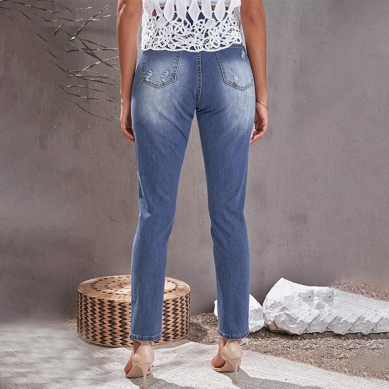 Ripped Jeans Women's Ethnic Style High Waist-THAT FASHION STORE