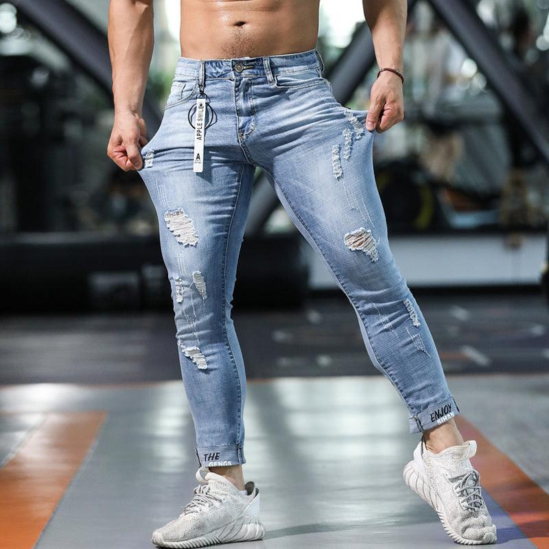 Men's Fashion Casual Slim Ripped Jeans-THAT FASHION STORE