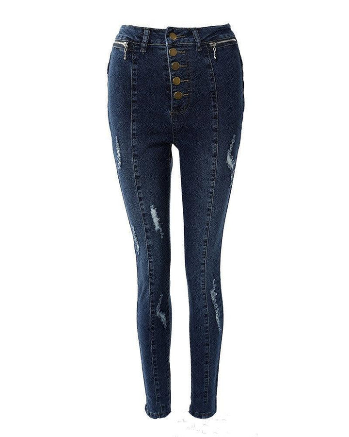 Fashion Women's Wear Button Skinny Jeans-THAT FASHION STORE