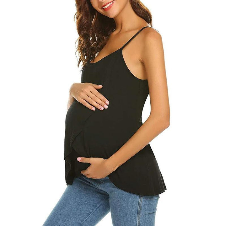 2023 New Summer Women Pregnant Maternity Nursing T Shirts Women's Maternity Nursing Wrap Top Sleeveless Double Layer Blouse Tee-THAT FASHION STORE