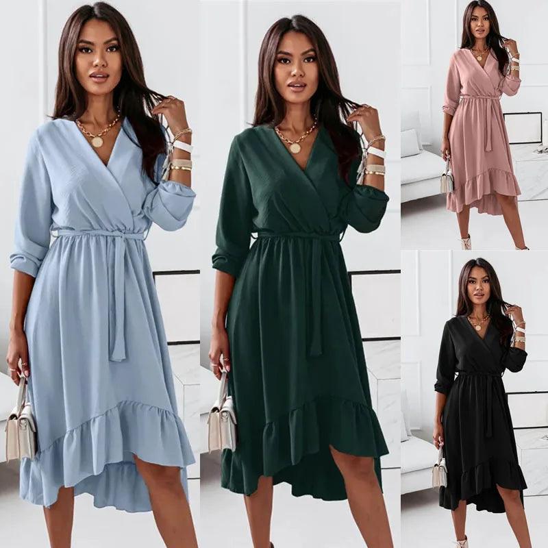 2024 Maternity Dress for Pregnant Women Clothes Casual V-neck Long Sleeve Dress Elegant Pregnancy Photoshoot Dress Sexy Vestidos-THAT FASHION STORE