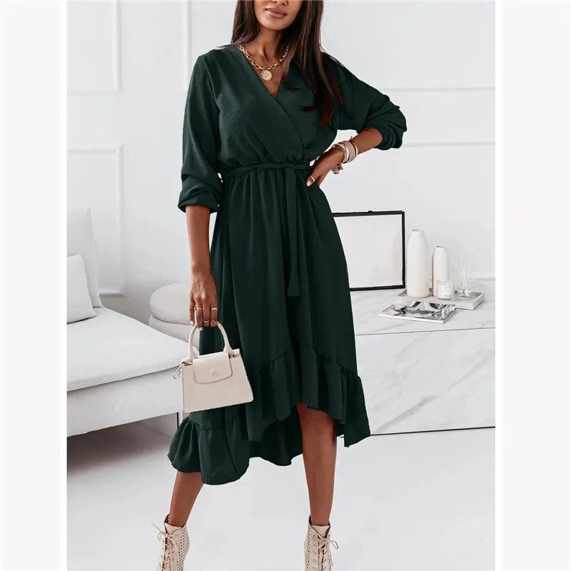 2024 Maternity Dress for Pregnant Women Clothes Casual V-neck Long Sleeve Dress Elegant Pregnancy Photoshoot Dress Sexy Vestidos-THAT FASHION STORE