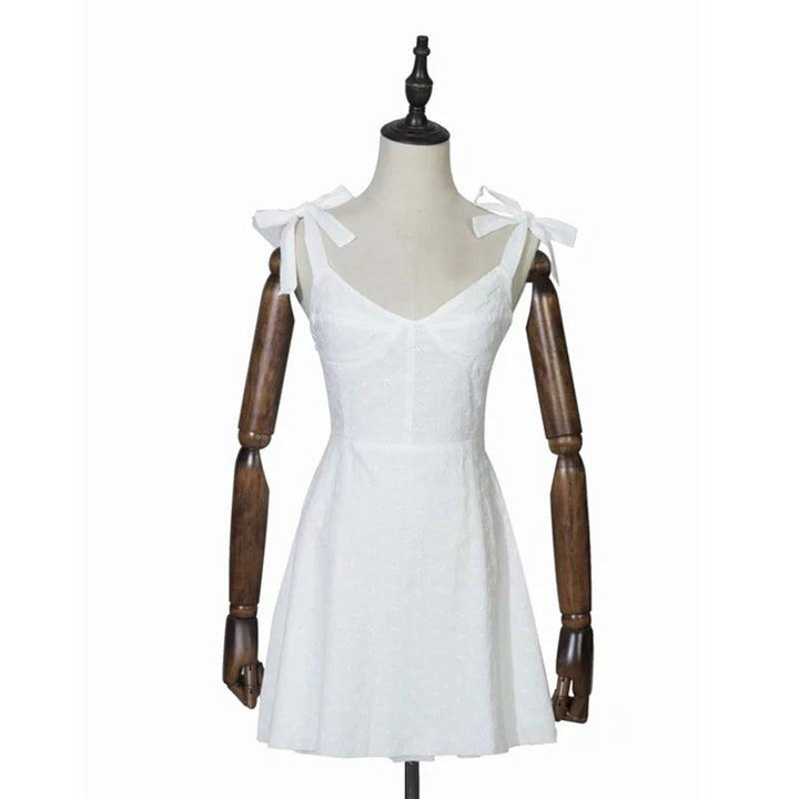 2024 Summer dress women sleeveless hollow out white lace mini dress embroidery casual female cute sundress korean dress vestidos-THAT FASHION STORE